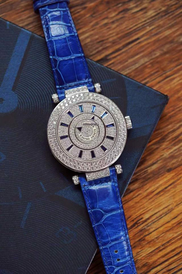 Fake Franck Muller Double Mystery 42 DM D2R CD White Disc With Blue Strap